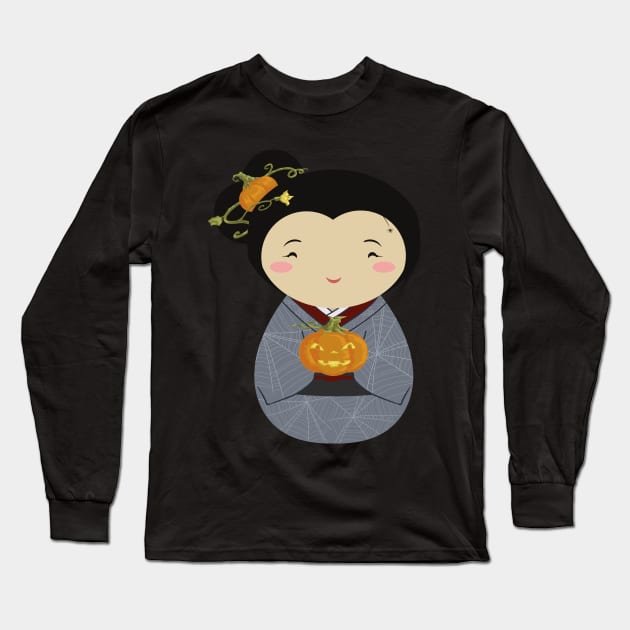 Kokeshi Halloween Long Sleeve T-Shirt by Thedustyphoenix